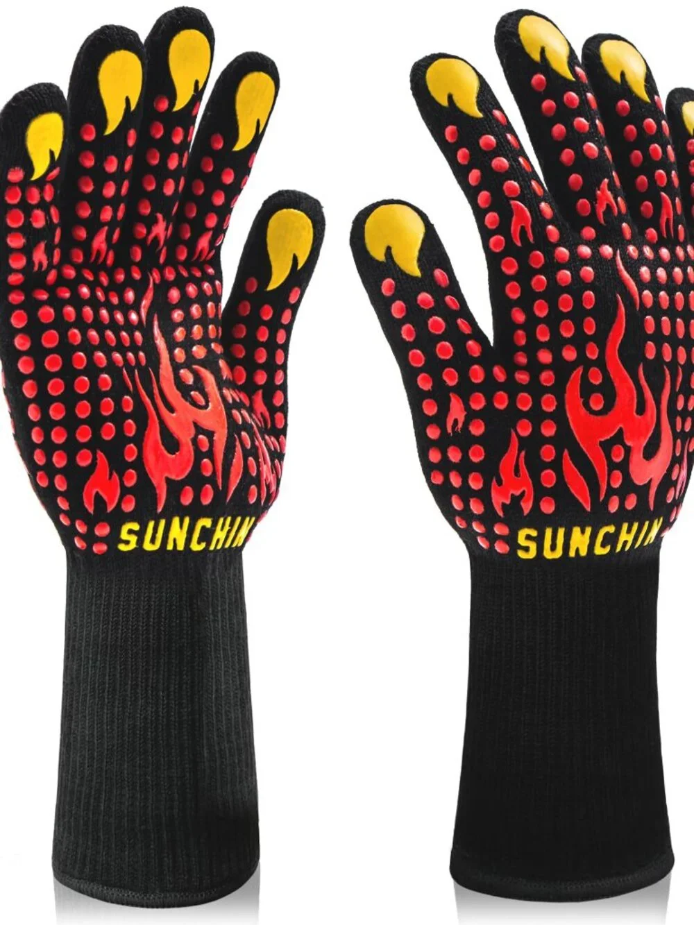 BBQ Fireproof Gloves, Grill Cut-Resistant 1472F Heat Resistant Gloves, Non-Slip